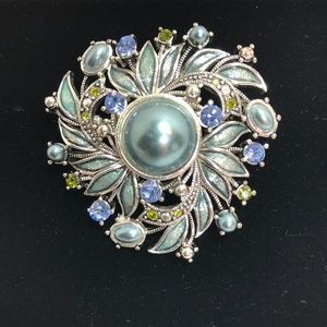 Vintage Silvertone Monet Brooch with Rhinestones